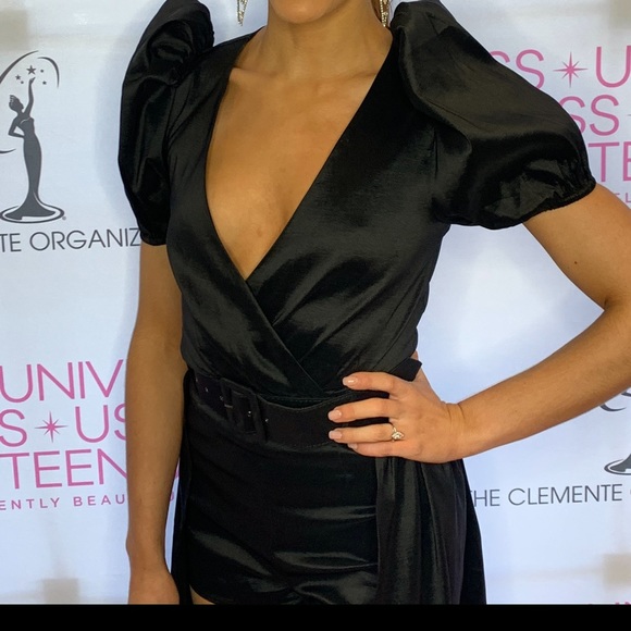 Lovers + Friends Black Romper and Detachable Train - Picture 5 of 5